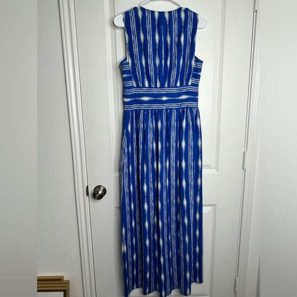 Anthropologie MADCHEN Skywriter Ikat Print Silk Linen Blend Maxi Dress Size 6 - Picture 10 of 15
